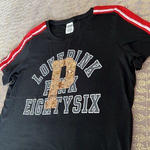 VS PINK Bling Sequin Short Sleeve Top